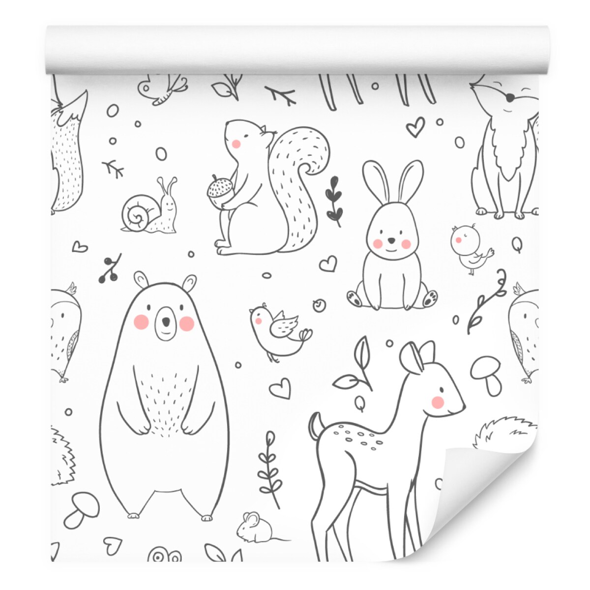 Tapeta Dla Dzieci ZWIERZĄTKA LEŚNE Listki