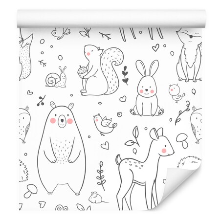 Tapeta Dla Dzieci ZWIERZĄTKA LEŚNE Listki