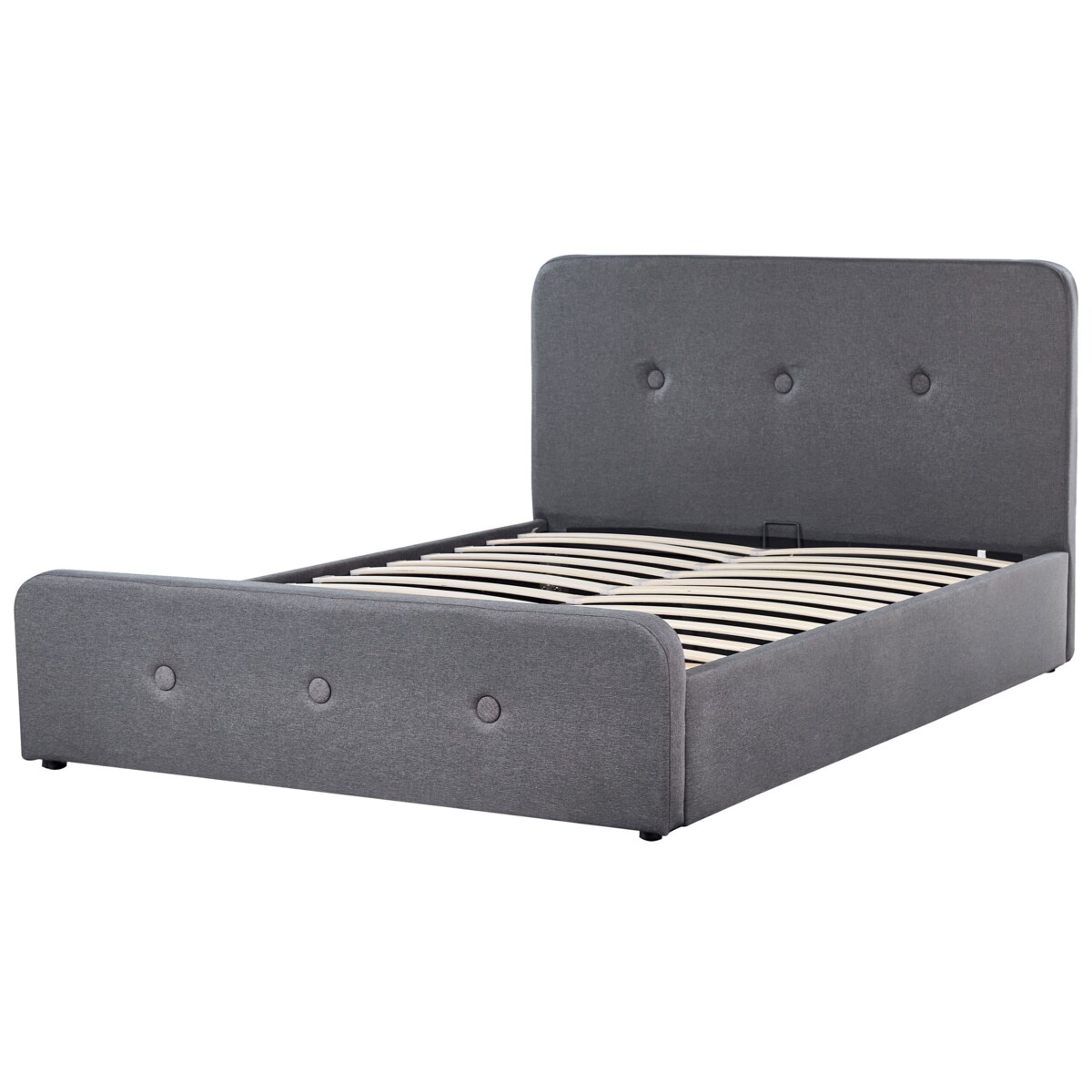 Łóżko z pojemnikiem tapicerowane 140 x 200 cm ciemnoszare RENNES