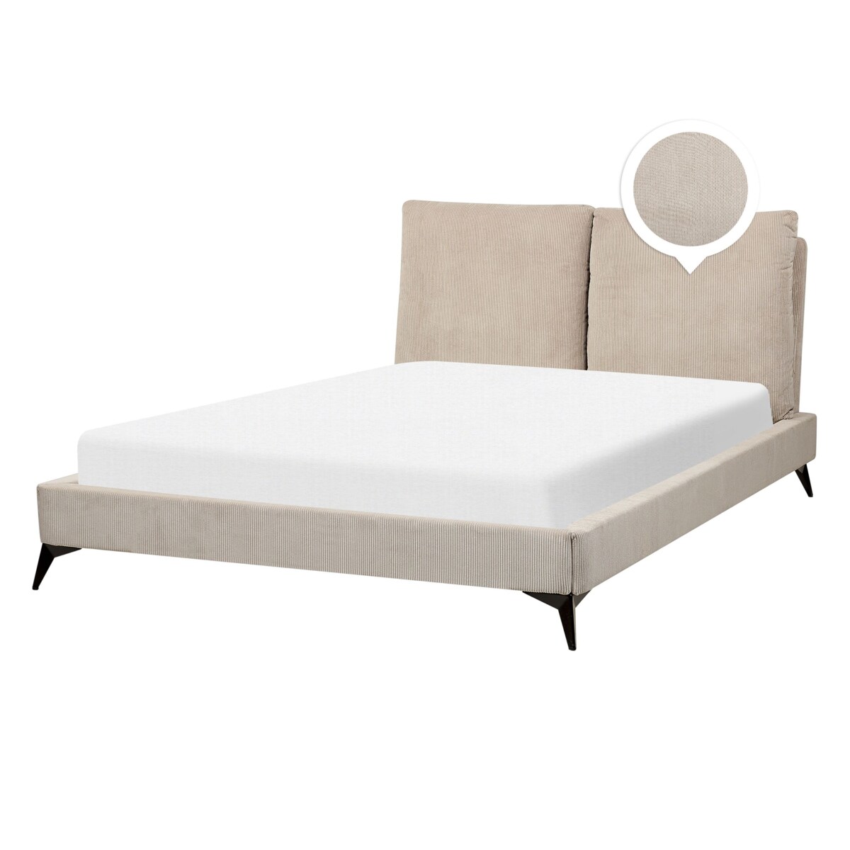 Łóżko sztruksowe140 x 200 cm beżowoszare MELLE