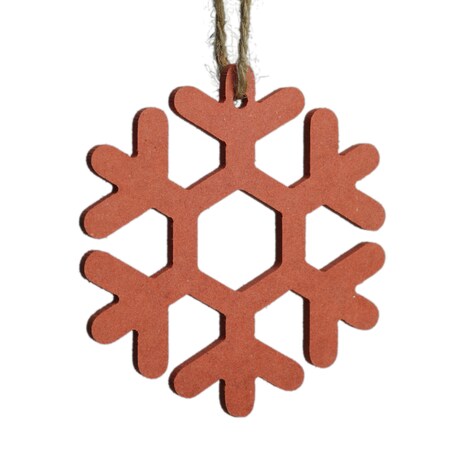 Drewniane ozdoby świąteczne do domu Śnieżynki czerwone 4szt.