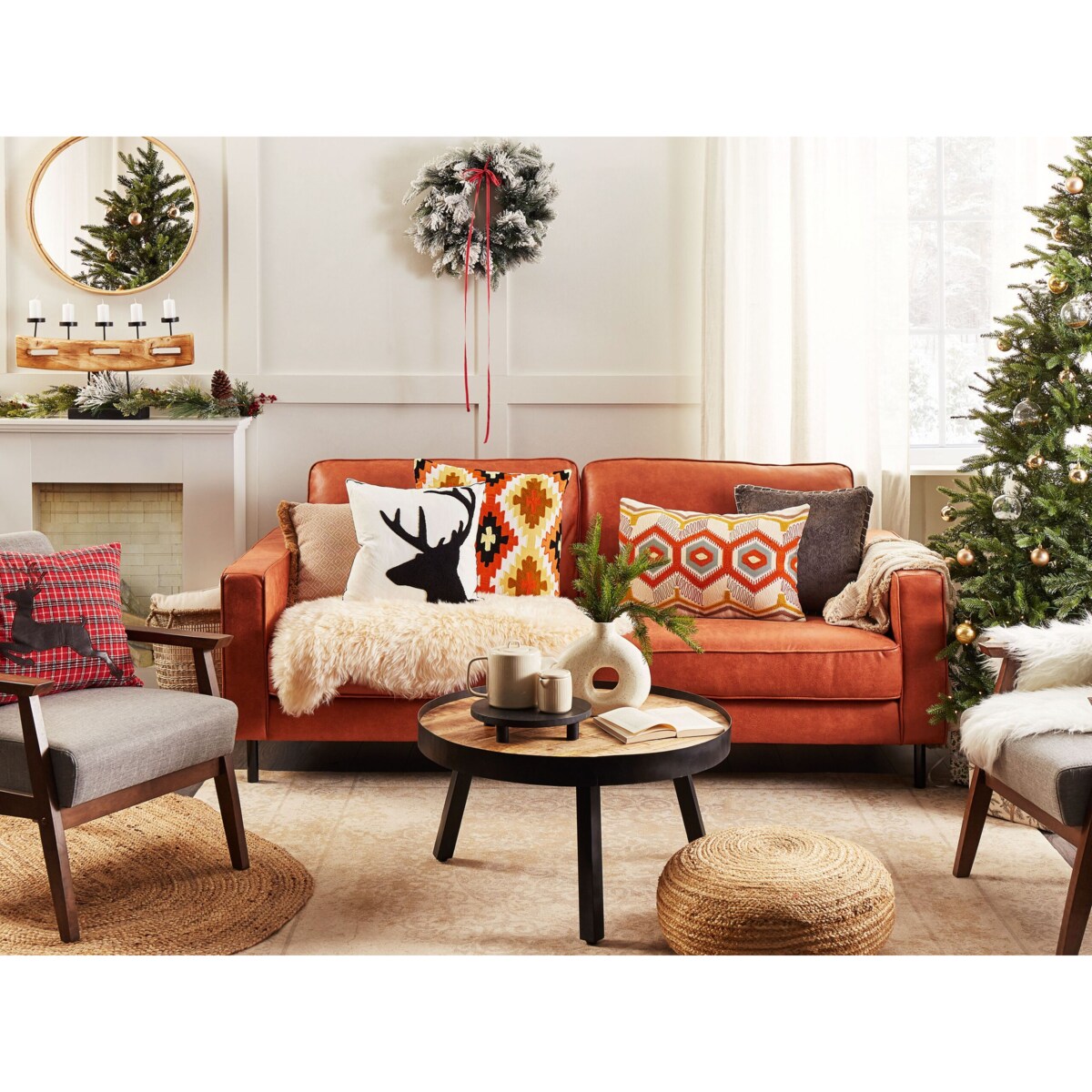 Puf ⌀ 50 cm beżowy TIFELT