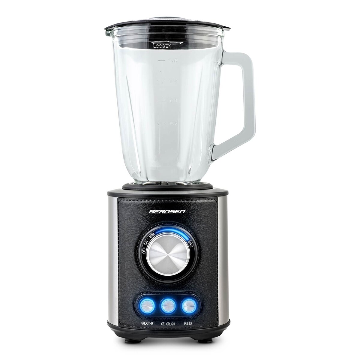 Duży blender kielichowy szklany Berdsen 800w czarny 1,5l