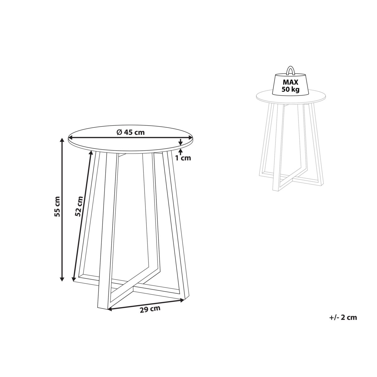 Stolik pomocniczy efekt marmuru biało-czarny IVINS