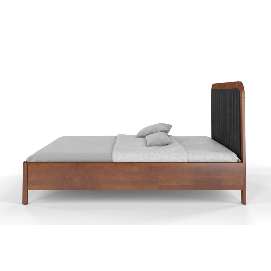 Tapicerowane łóżko drewniane bukowe Visby MODENA z wysokim zagłówkiem / 180x200 cm, kolor orzech, zagłówek Casablanca 2316