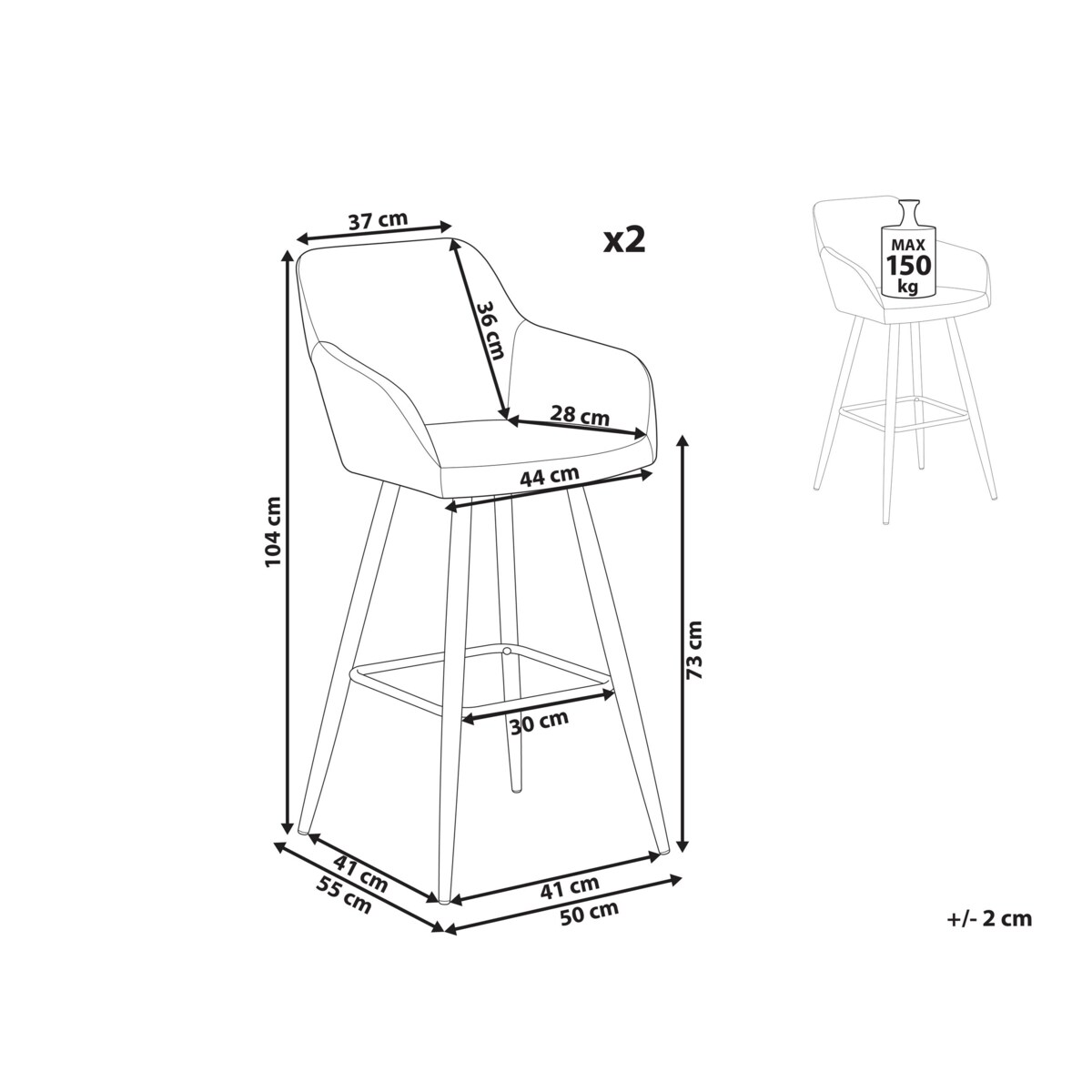 Zestaw 2 krzeseł barowych zielony CASMALIA