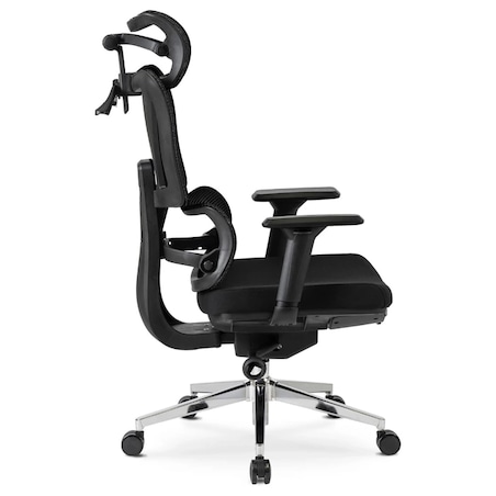 Fotel biurowy obrotowy ergonomiczny z podnóżkiem czarny DELSIN