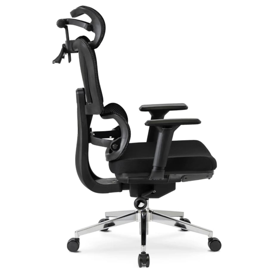 Fotel biurowy obrotowy ergonomiczny z podnóżkiem czarny DELSIN