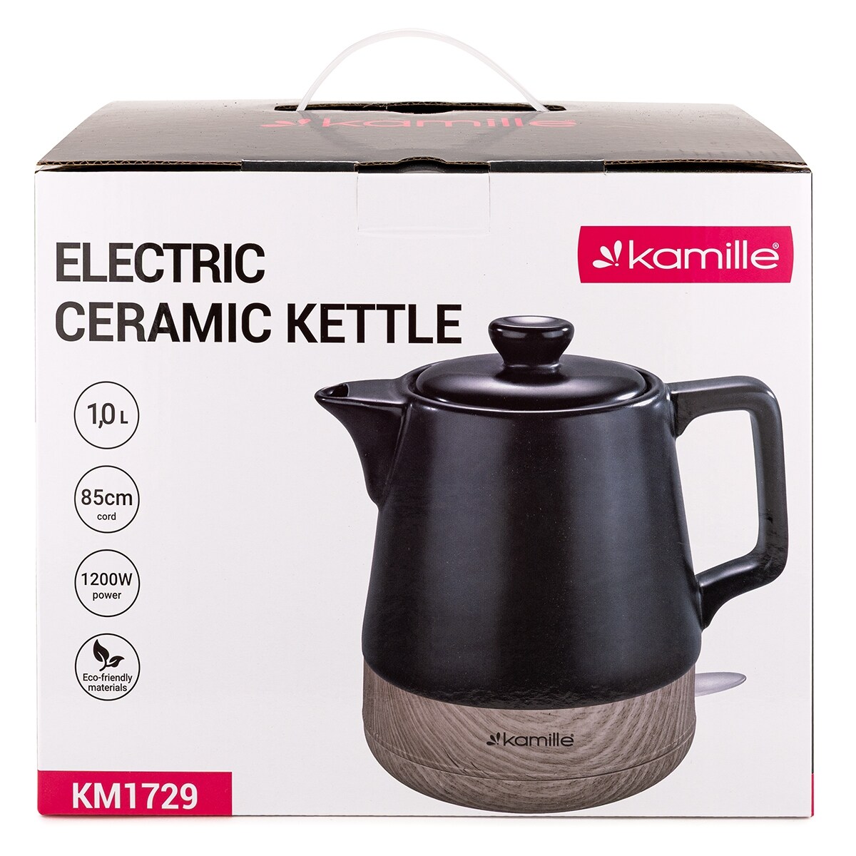 Czajnik elektryczny bezprzewodowy ceramiczny 1200W 1L czarny KAMILLE