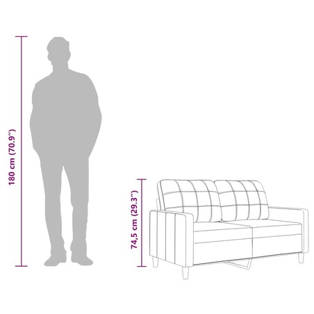 vidaXL Sofa 2-osobowa, ciemnoszara, 140 cm, tapicerowana tkaniną
