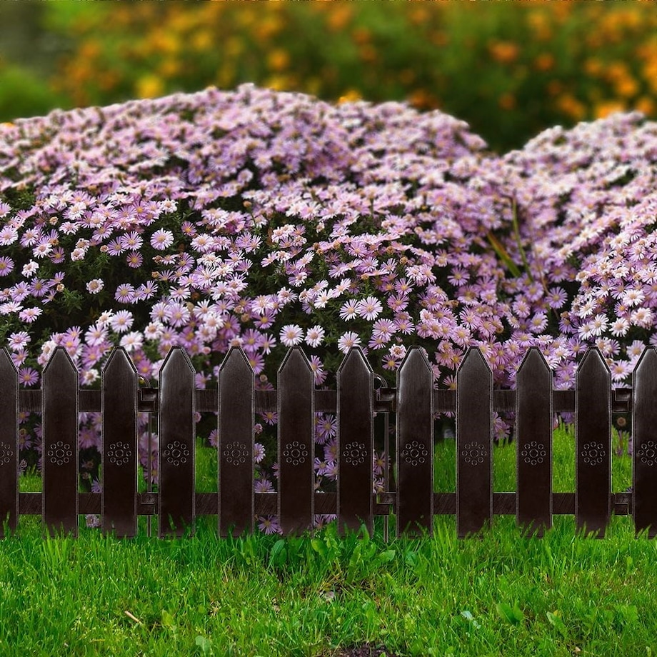 Palisada płotek ogrodowy obrzeże zestaw brązowy 10 szt. 200 cm 20x15 cm