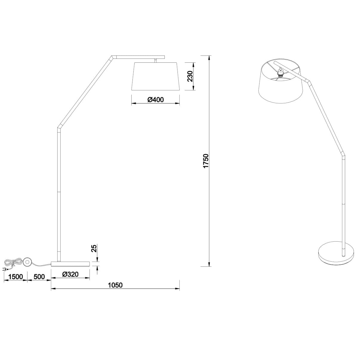 Tekstylna lampa podłogowa Tracy 462100132 Trio do salonu metalowa czarna