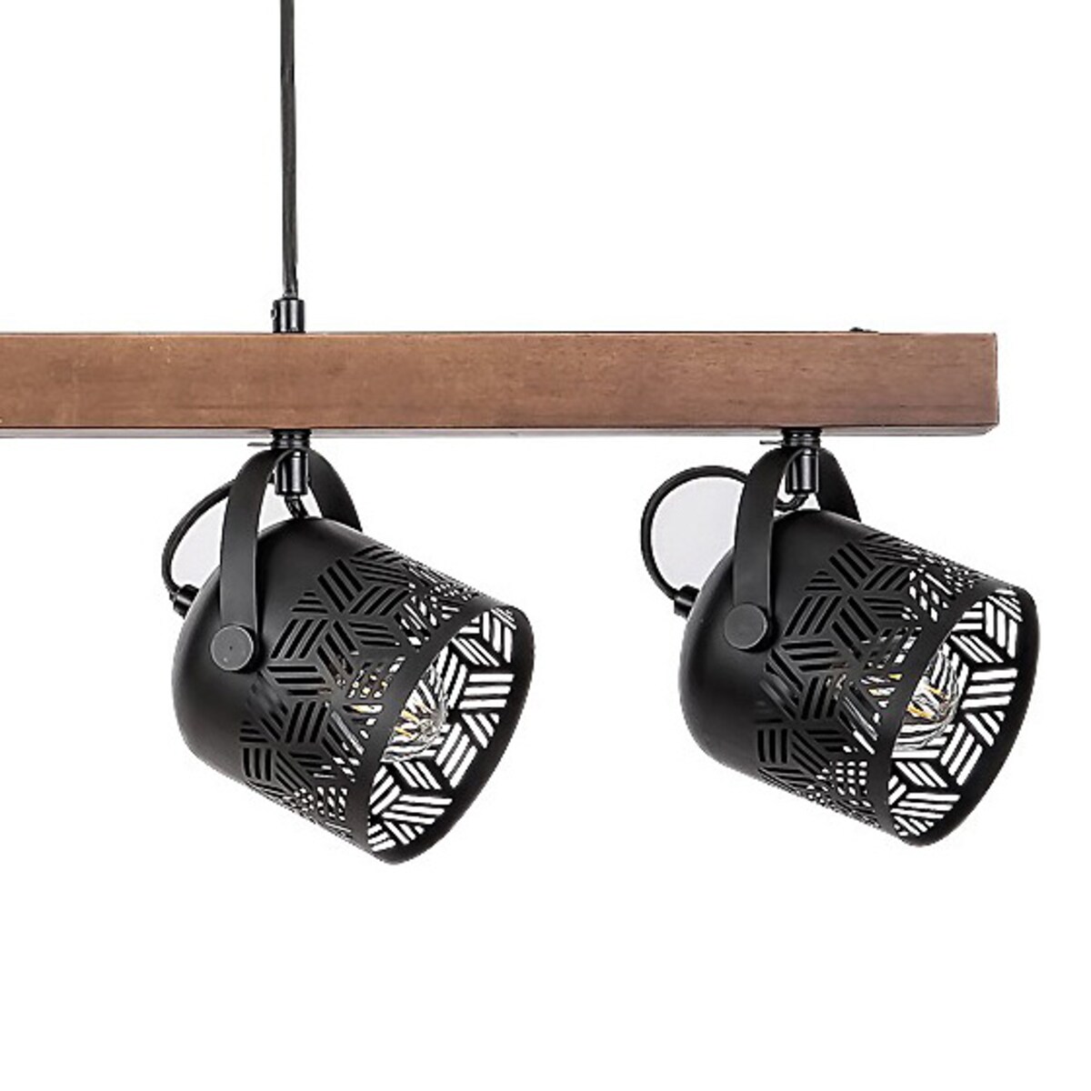 Drewniana lampa wisząca Rotem 3300 belka do kuchni nad wyspę czarna