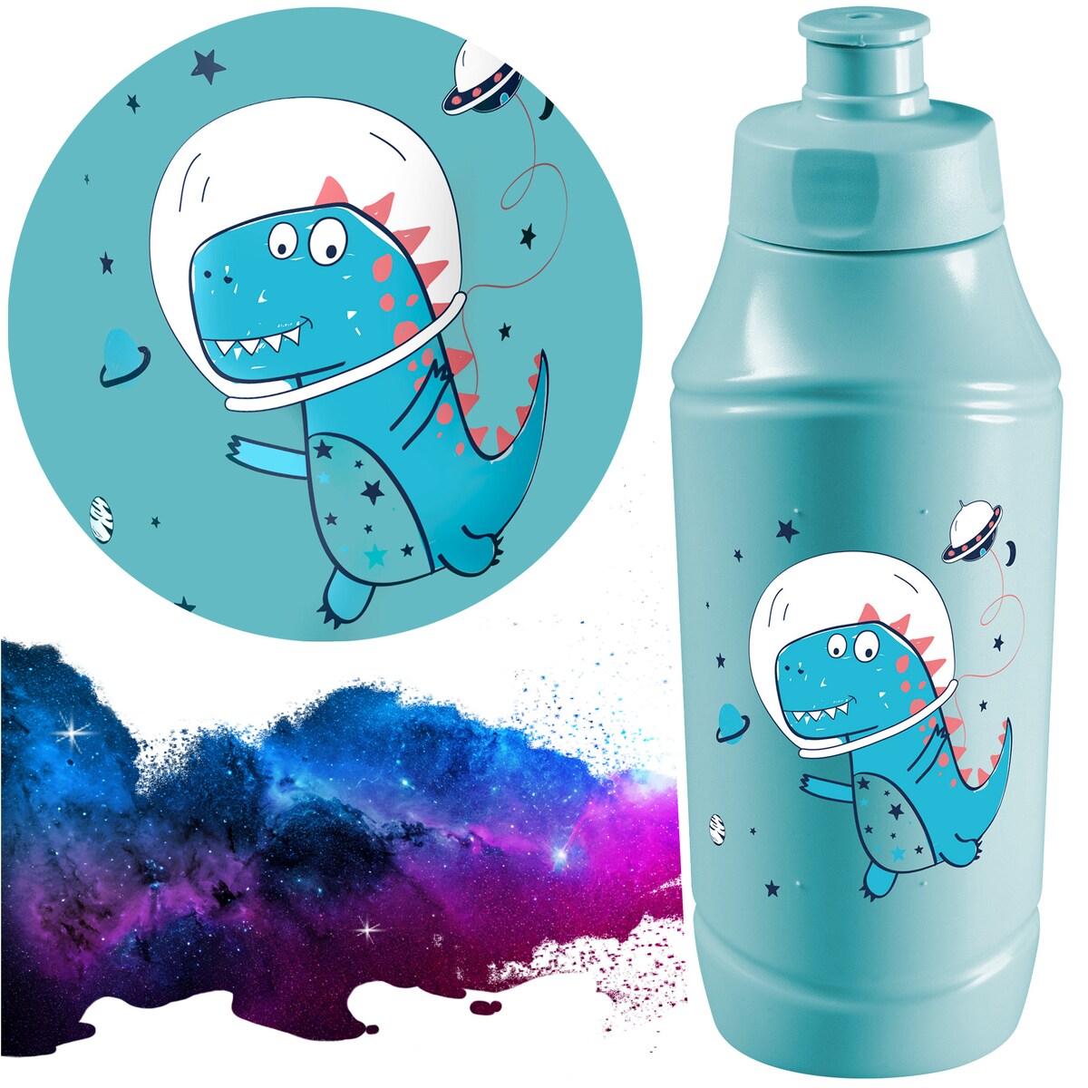 Bidon Dla Dzieci Butelka Na Wodę 375 Ml Dino Niebieski