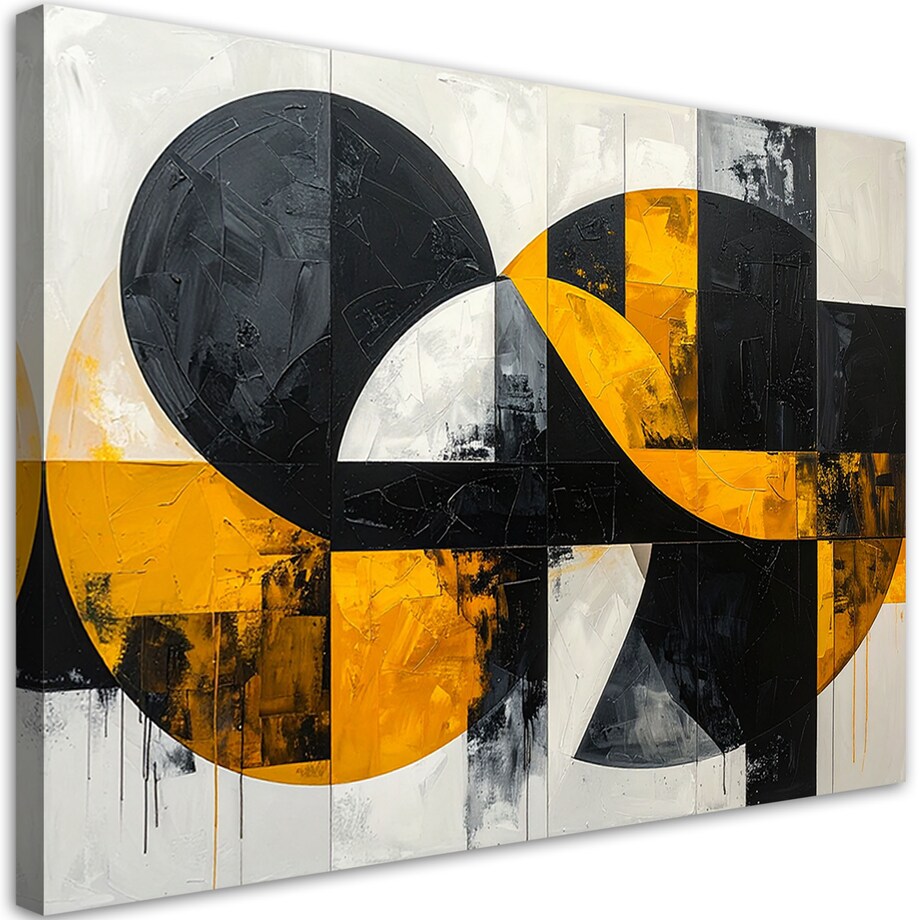 Obraz do salonu sypialni biura loftu, Geometryczna imitacja tekstury zółty czarny