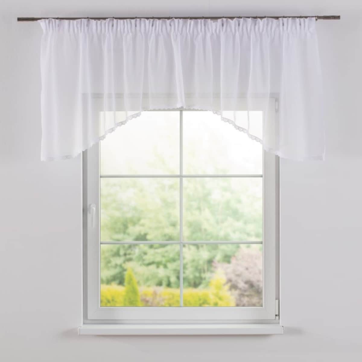 Lambrekin łuk Lily z koronką 250x80 biały