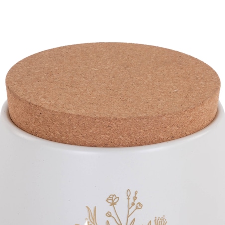 Pojemnik metalowy biały z korkową pokrywką 750 ml COFFEE