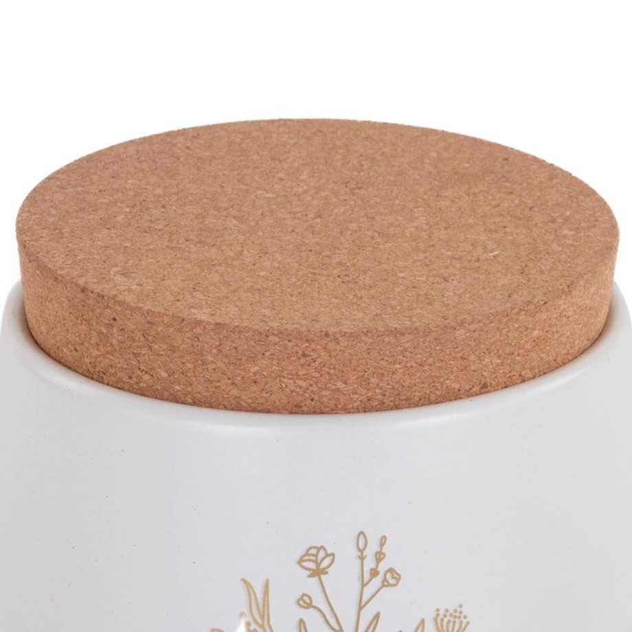 Pojemnik metalowy biały z korkową pokrywką 750 ml COFFEE