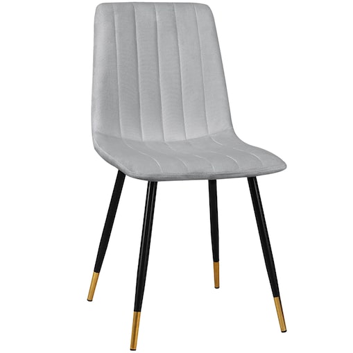 Krzesło tapicerowane welurowe pikowane do salonu jadalni szare