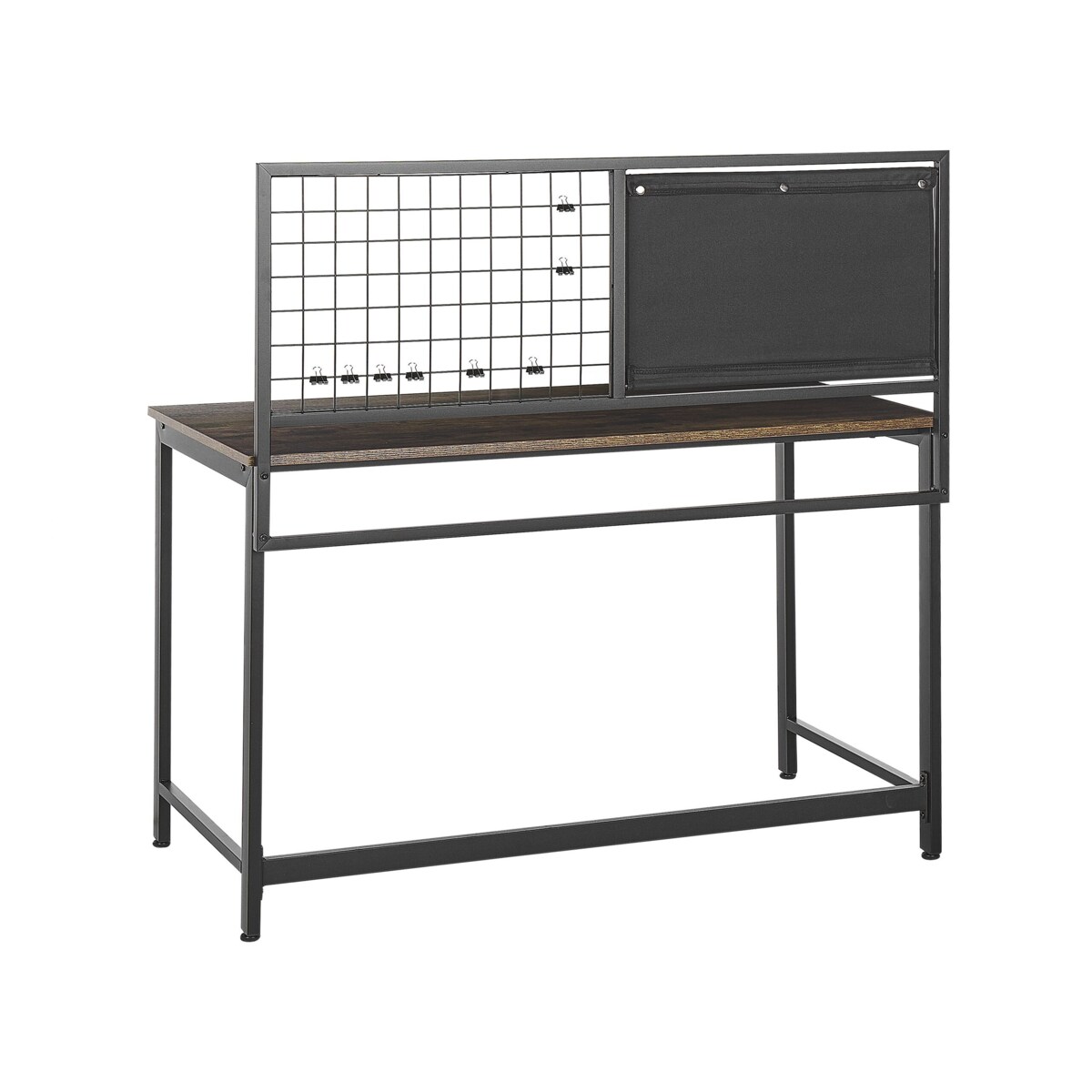 Biurko 118 x 60 cm ciemne drewno z czarnym VINCE