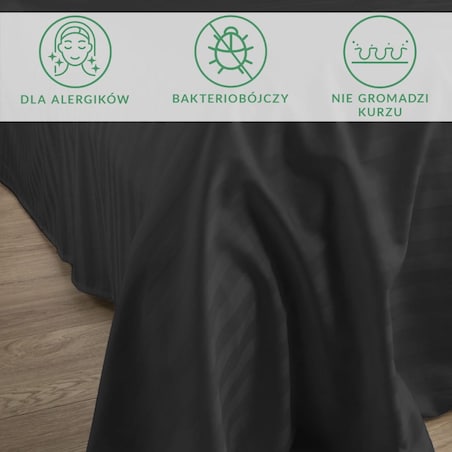 Prześcieradło bambusowe satyna bawełniana 220x260 Bamboo paski, czarne