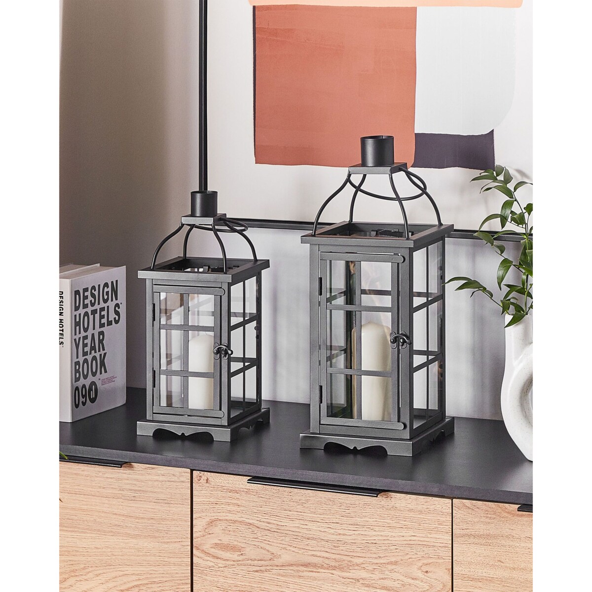 Lampion metalowy 45 cm czarny CLARA