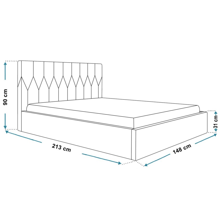 Łóżko tapicerowane 140x200 OLDO 9 z pojemnikiem- butelkowa zieleń