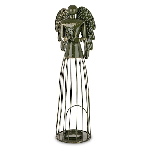 Dekoracja - anioł metalowy 67x20x18 cm INGELOSI zielony
