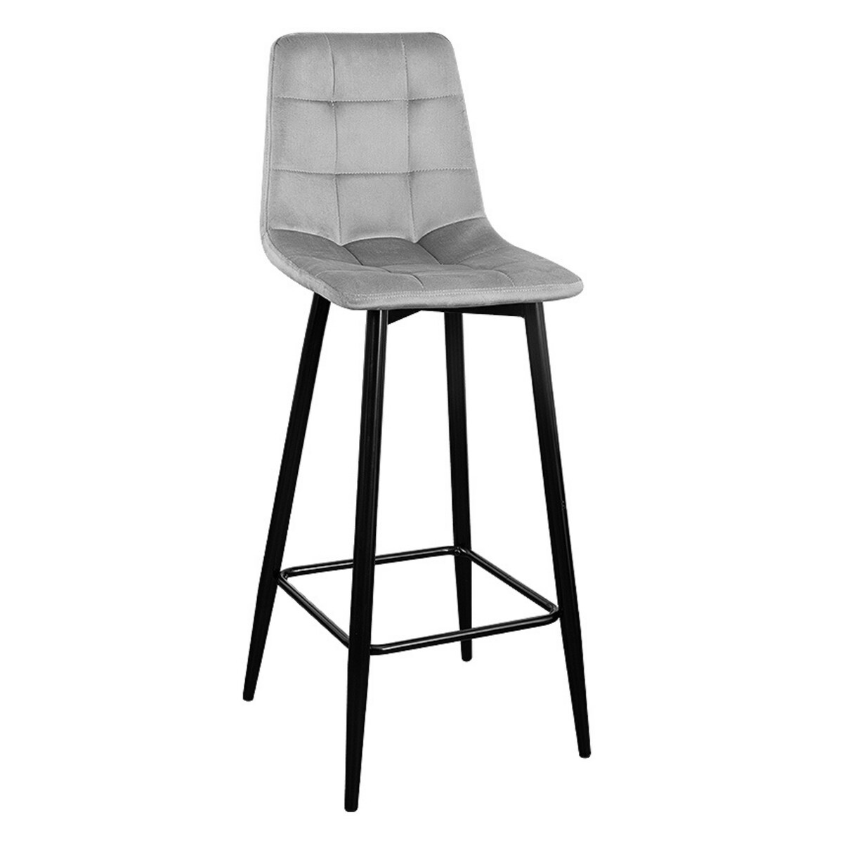 Hoker do wyspy welurowy szary z podnóżkiem