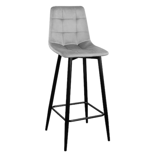 Hoker do wyspy welurowy szary z podnóżkiem