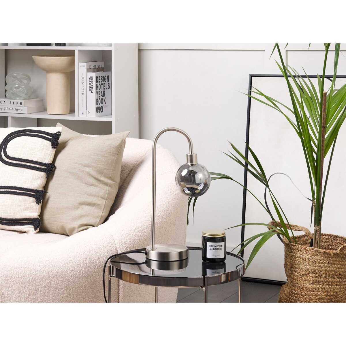 Lampa stołowa metalowa srebrna RAMIS