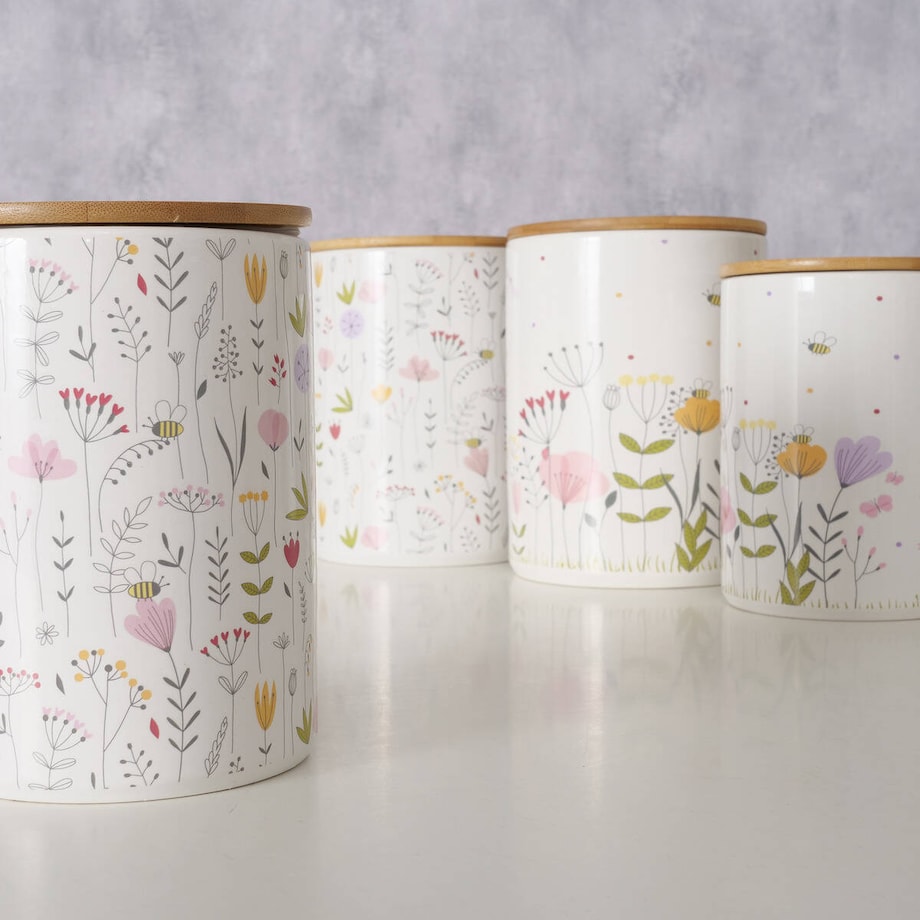 Pojemniki kuchenne ceramiczne w polne kwiaty FLORINA, 2 sztuki