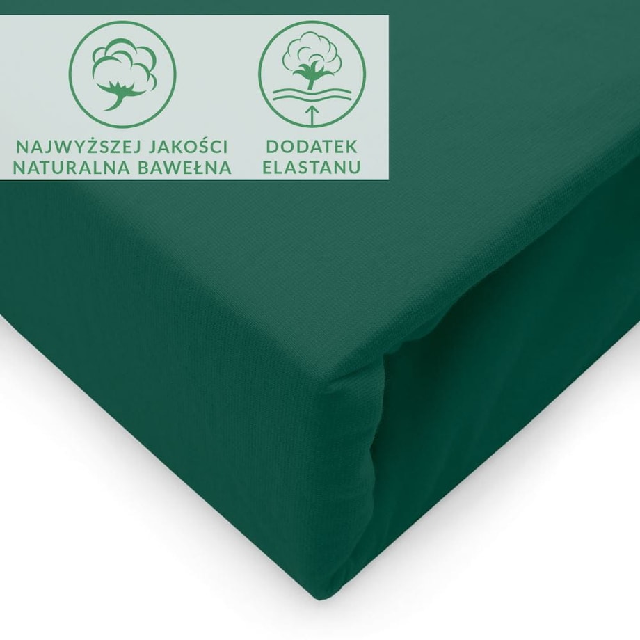Prześcieradło jersey z elastanem z gumką 90x200 kolor zielony