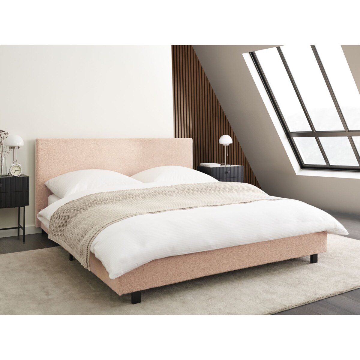 Łóżko Boucle ALBI 160 x 200 cm Beżowy