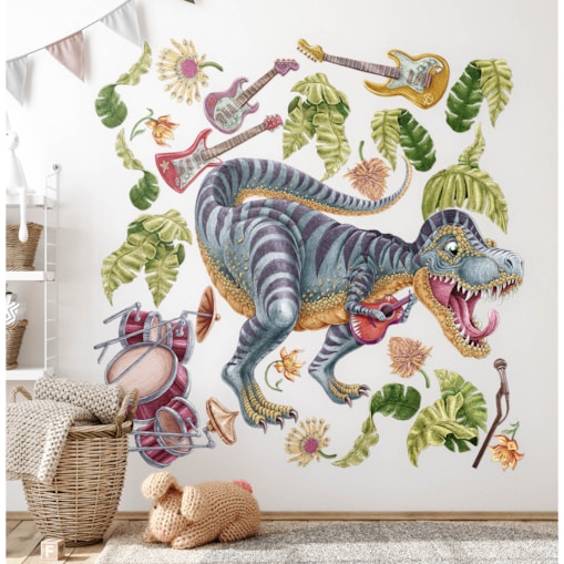 Zestaw naklejek na ścianę, Pastelowy Muzyczny dinozaur, 100cm