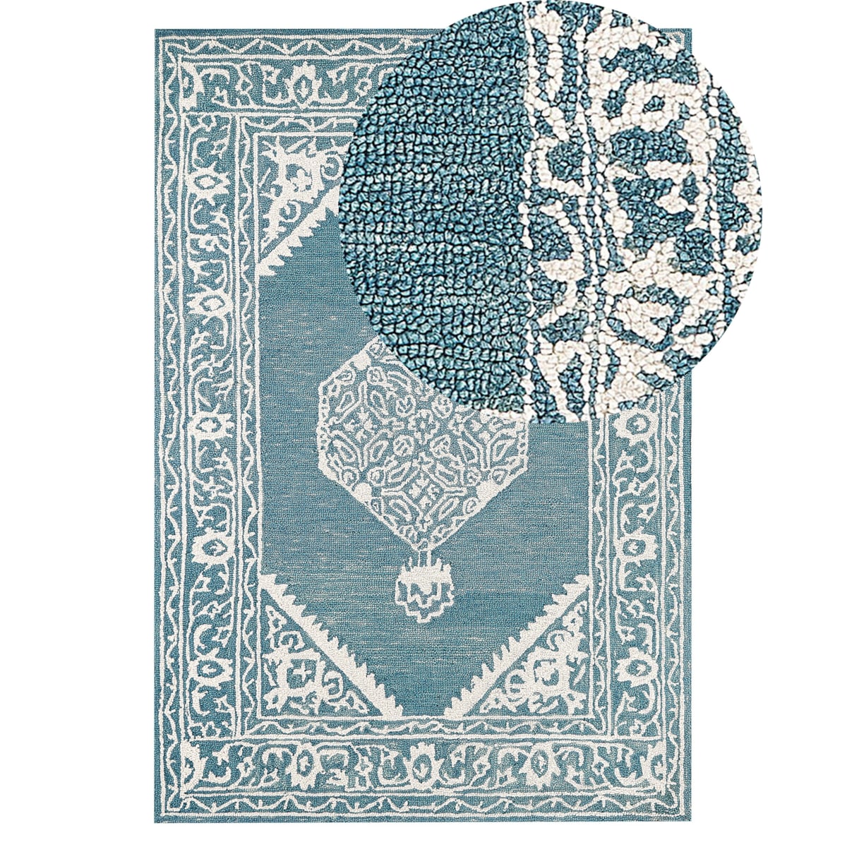 Dywan wełniany 140 x 200 cm biało-niebieski GEVAS