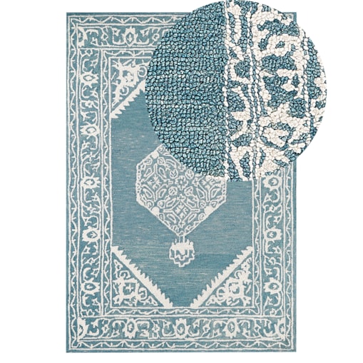 Dywan wełniany 140 x 200 cm biało-niebieski GEVAS