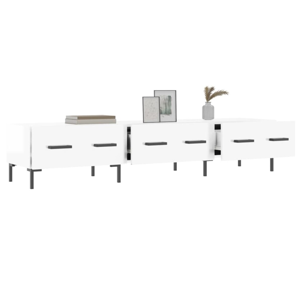 vidaXL Szafka pod TV, wysoki połysk, biała, 150x36x30 cm