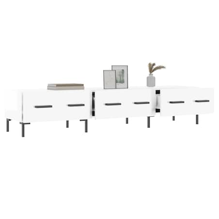 vidaXL Szafka pod TV, wysoki połysk, biała, 150x36x30 cm