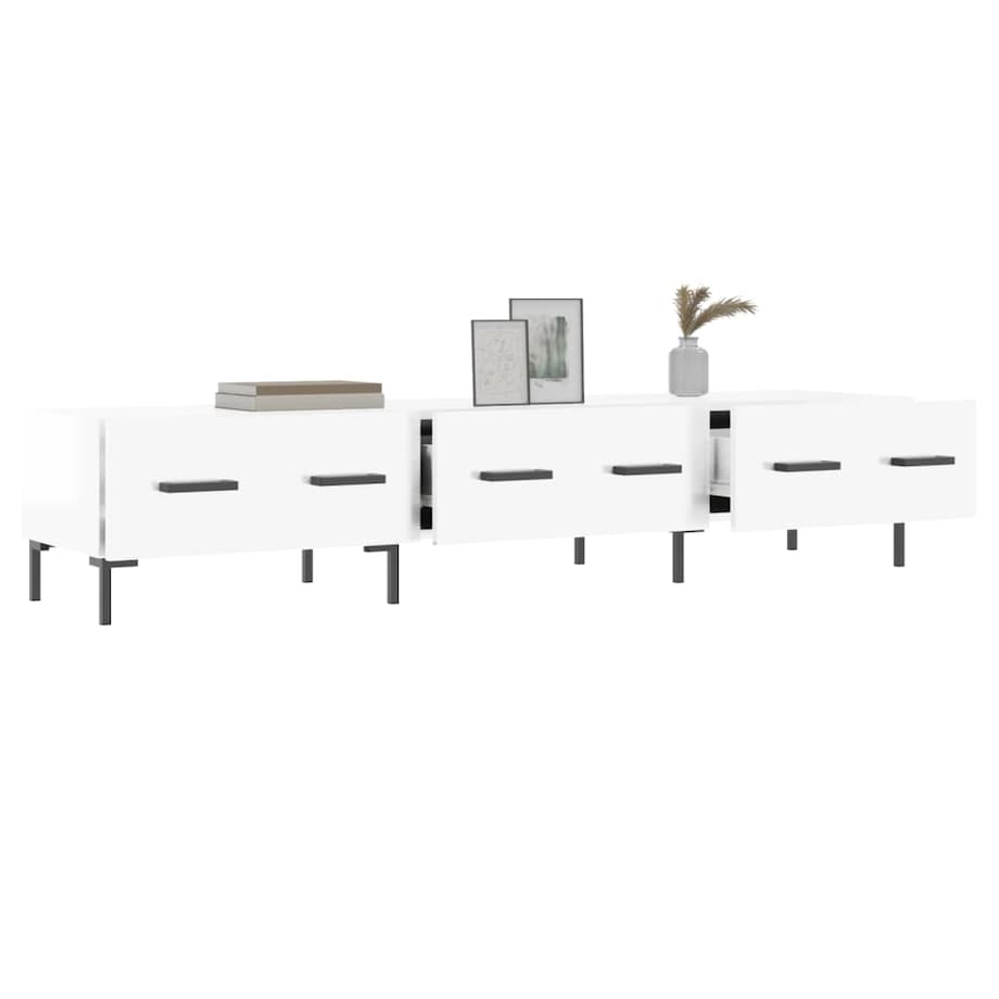 vidaXL Szafka pod TV, wysoki połysk, biała, 150x36x30 cm