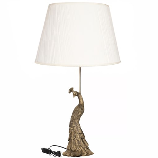 LAMPA STOŁOWA ZŁOTA PAW PTAK BIURKOWA NOCNA E27 glamour do salonu sypialni