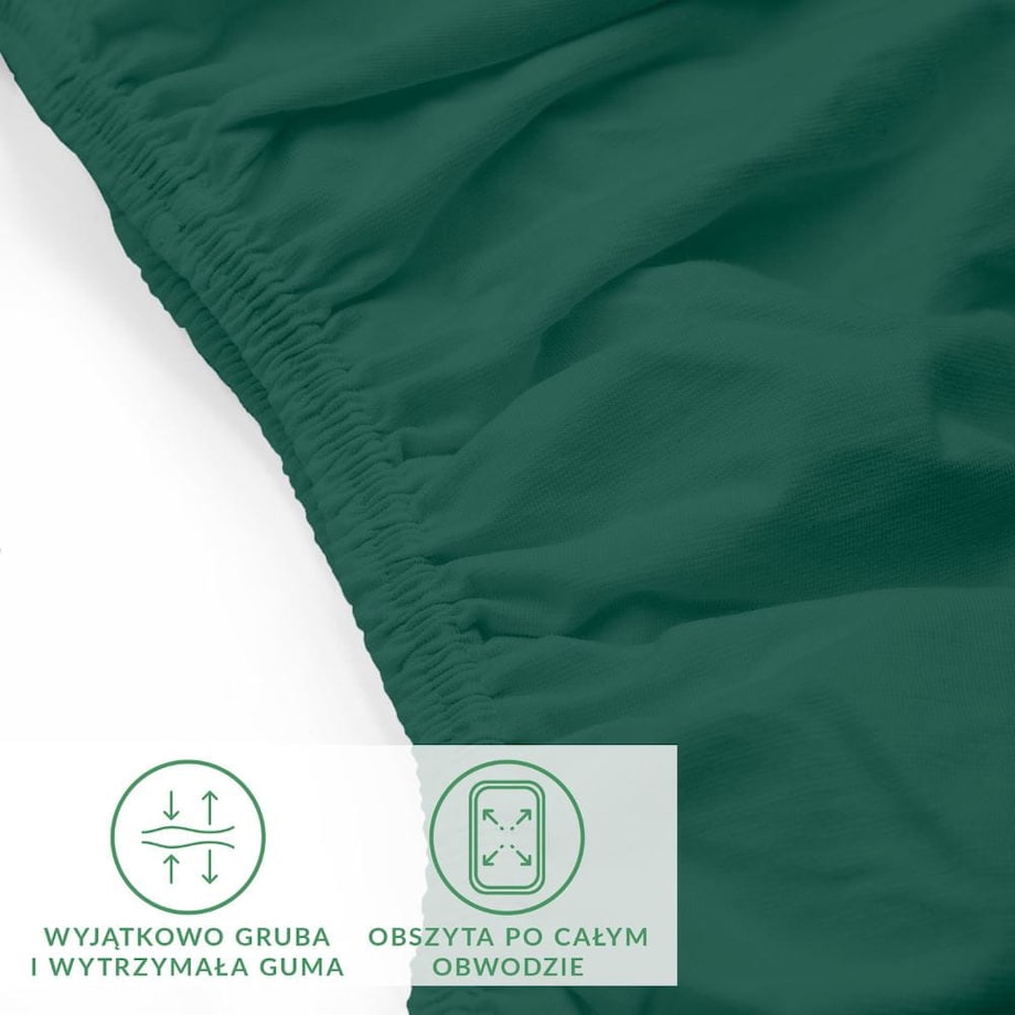Prześcieradło jersey z elastanem z gumką 90x200 kolor zielony