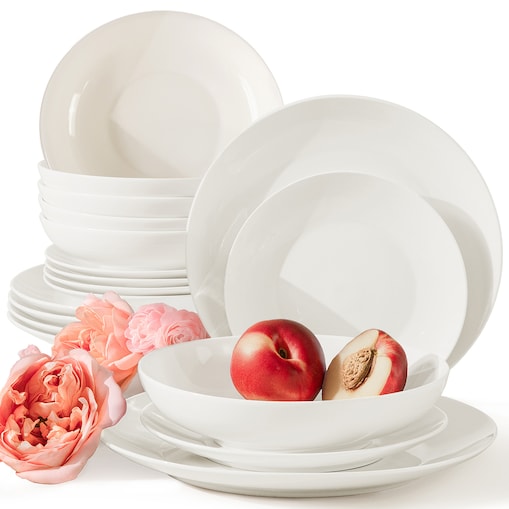 KONSIMO AD BELLA, Zestaw obiadowy 6 os. (18 el.), kolor ecru