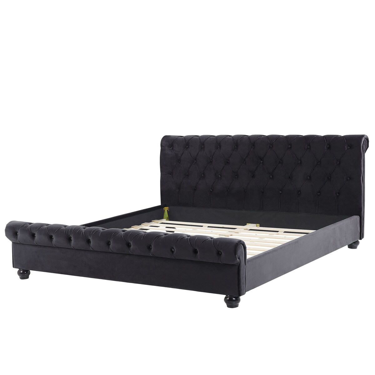 Łóżko welurowe 180 x 200 cm czarne AVALLON