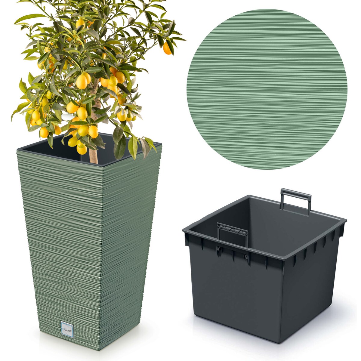 Doniczka Donica Ogrodowa 24 Cm Kwadratowa Na Taras Do Ogrodu Domu Zielona