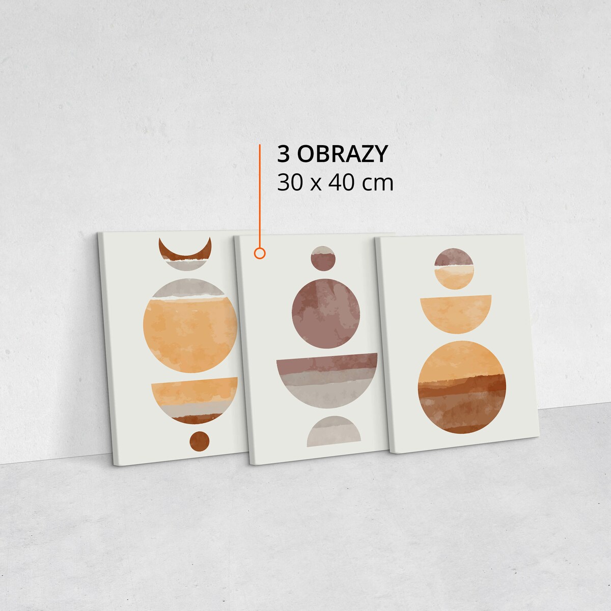 OBRAZY DO SALONU SET ABSTRAKCJA STYL BOHO KSZTAŁTY GEOMETRYCZNE 90x40cm