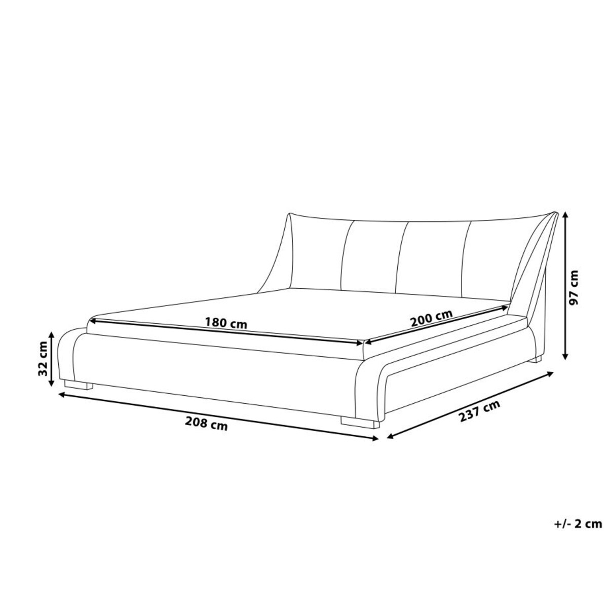 Łóżko wodne tapicerowane 180 x 200 cm szare NANTES