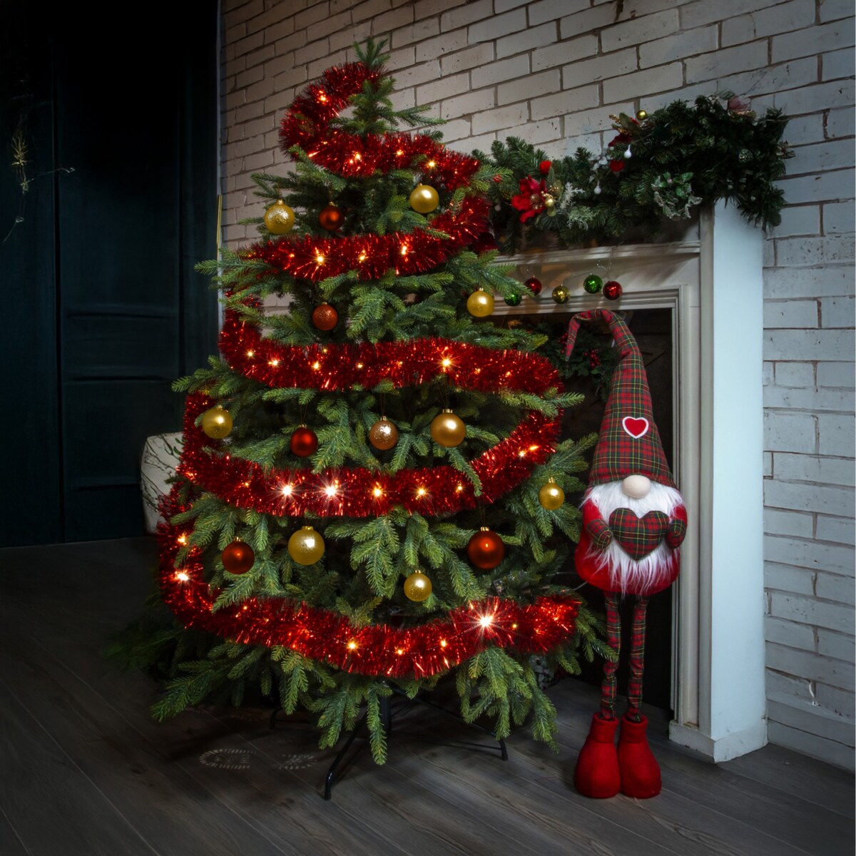 Łańcuch Led Choinkowy Czerwony Na Baterie Świąteczny Na Choinkę 6 Metrów