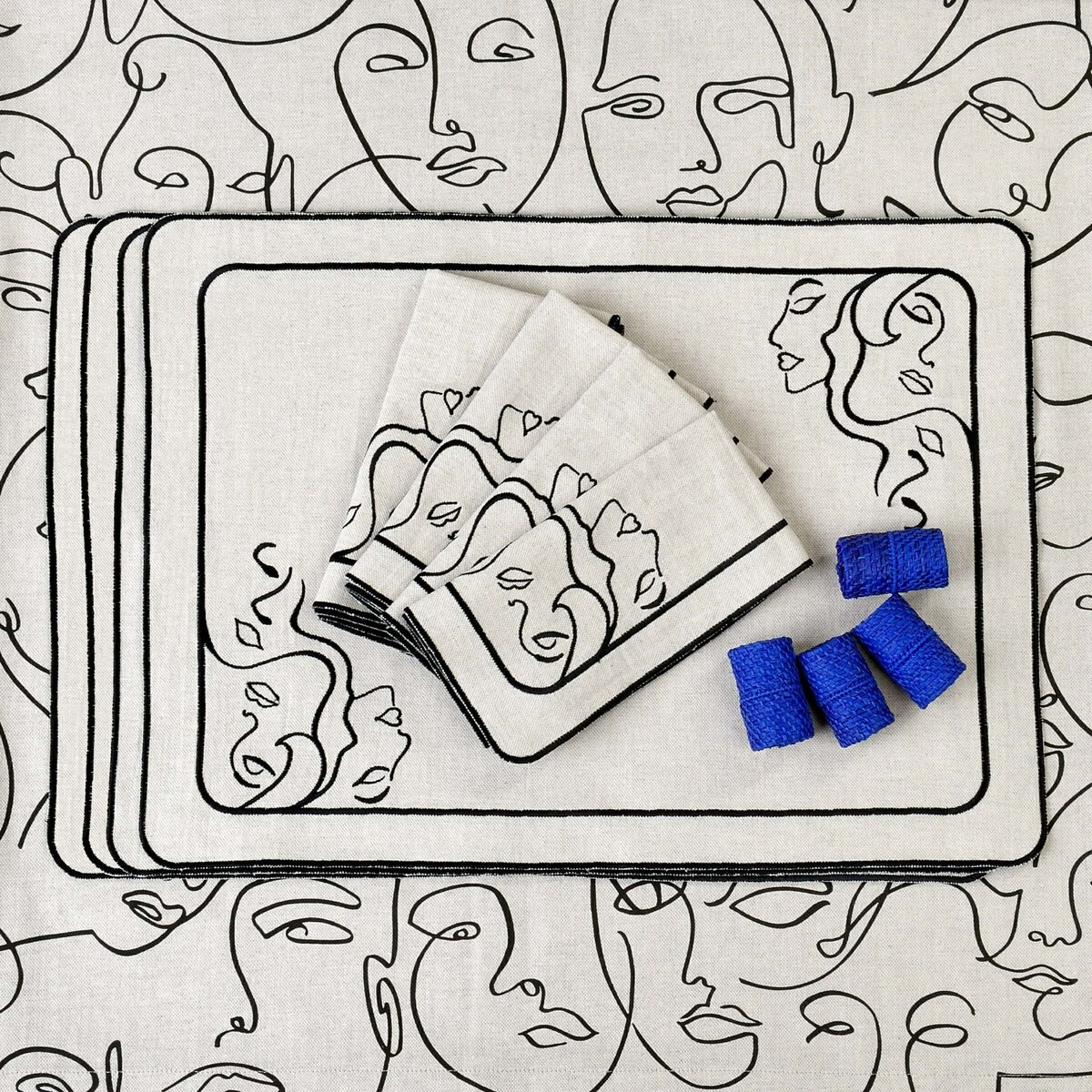 Obrączki na serwetki Blue Rings - 6 sztuk