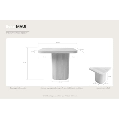 Szafka nocna drewniana dziki dąb Eyko MAUI / kolor naturalny
